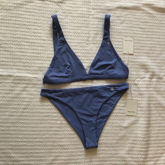 SPORTY & RICH ROMY BIKINI BOTTOM & TOP PERIWINKLE - Picture 6 of 11